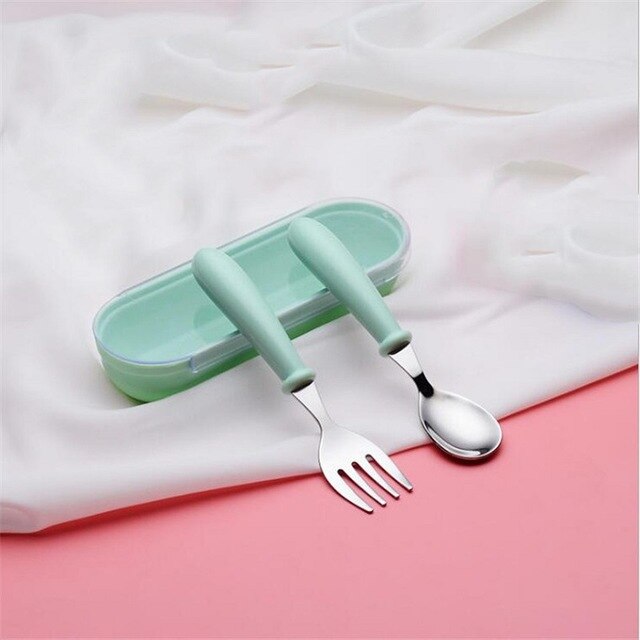 Nordic Baby Tableware Set Children Utensil Stainless Steel Toddler Dinnerware Cutlery Cartoon Infant Food Feeding Spoon Fork
