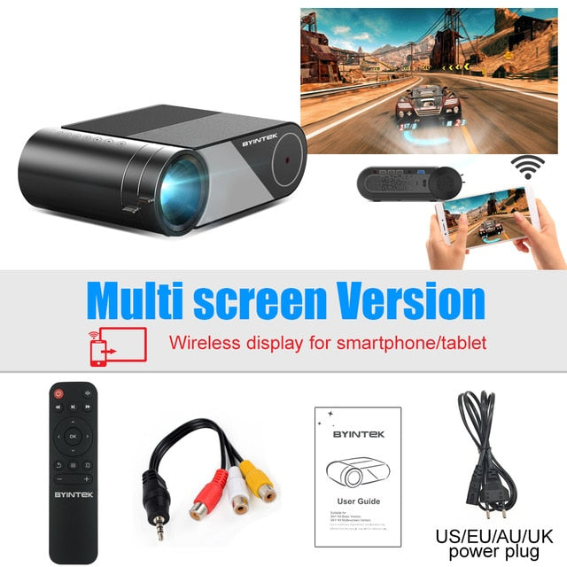 BYINTEK Mini Projector K9 ,1280x720P,Portable Video Beamer; LED Proyector for 1080P 3D 4K Cinema(Option Multi-Screen For Iphone
