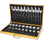 24Pcs/set Gold Cutlery Silverware Set