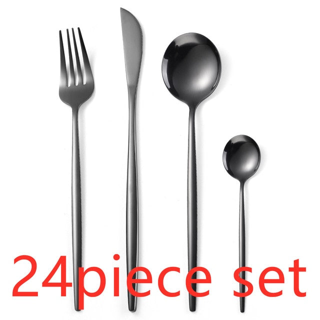 24Pcs/set Gold Cutlery Silverware Set